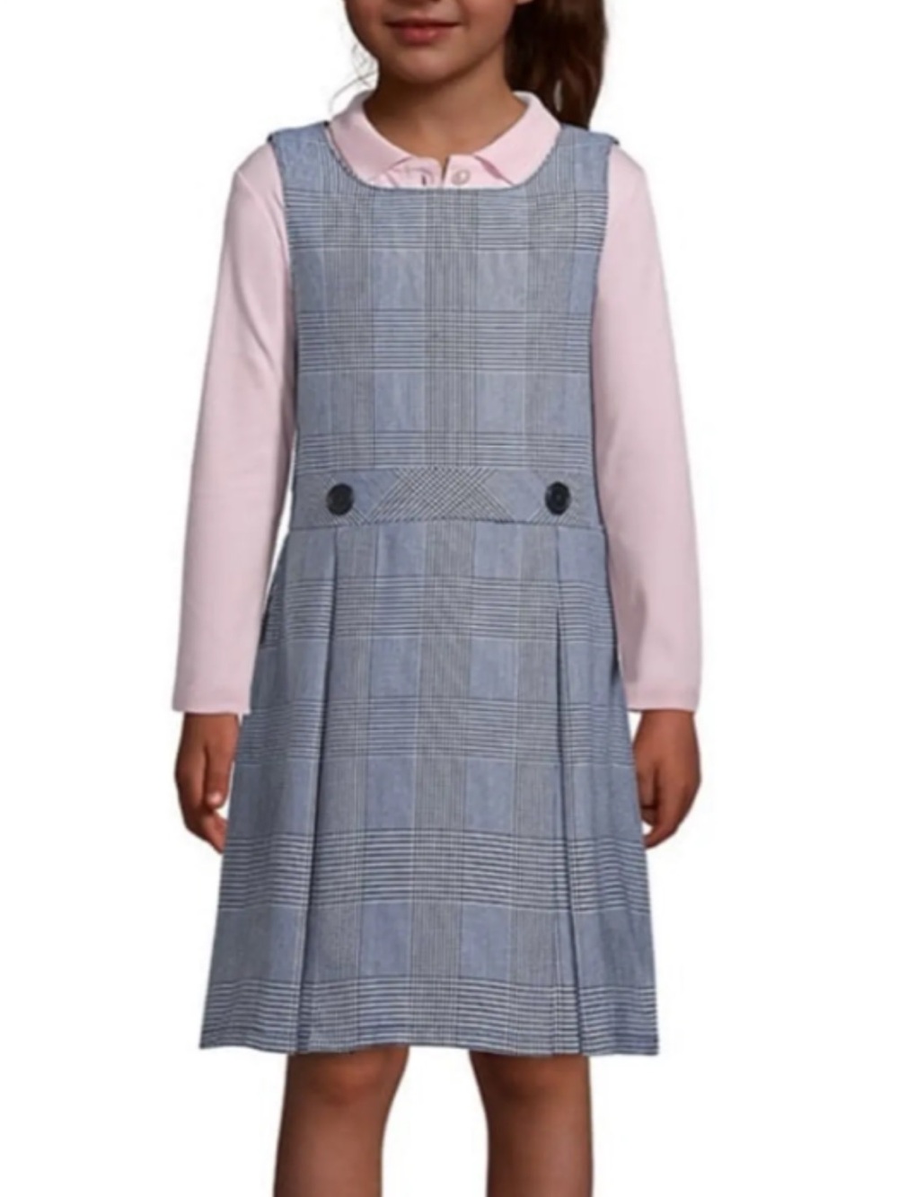 Lot Of 2 Lands' End Kids Girls Classic Plaid Jumpers Plaid School Uniform Size
